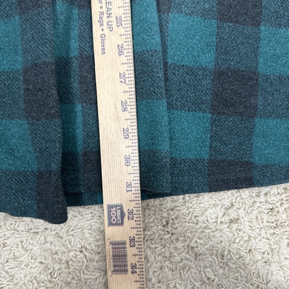 Soft Surroundings Teal Buffalo Check Henley Tunic Top Shirt M Roll Tab Sleeves - Picture 7 of 9